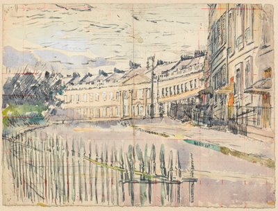 Pohled na Lansdown Crescent, Bath (pero a inkoust s wc přes grafit na papíře) od Walter Richard Sickert